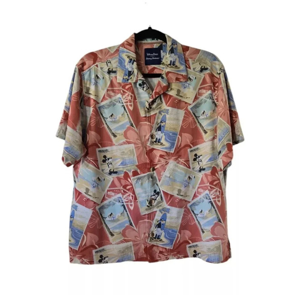 Tommy Bahama Other - Tommy Bahama Disney Parks Collection Postcard Hawaiian Mens Shirt 100% Silk Sz S
